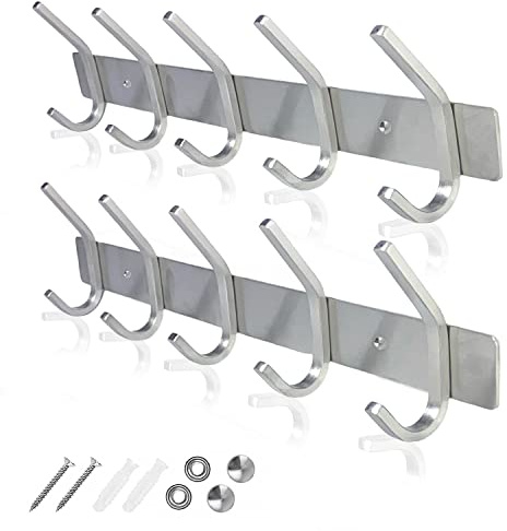 GlazieVault Kleiderhaken wand - Garderobenleiste Edelstahl (2 Stuck), Garderobenhaken Schwere, Garderobe Wandhaken, Wandgarderobe, Hakenleiste