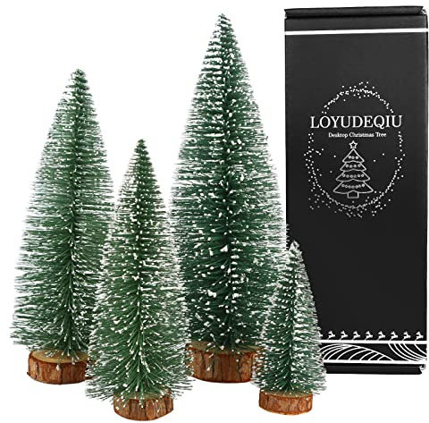 Mini Weihnachtsbaum Künstlicher, 4 Stück mini Tannenbaum deko mit Schnee-Effekt, Weihnachtsdeko Weihnachten Tischdeko DIY Klein Mini Christbaum 10/15/20/25 cm (Grün)