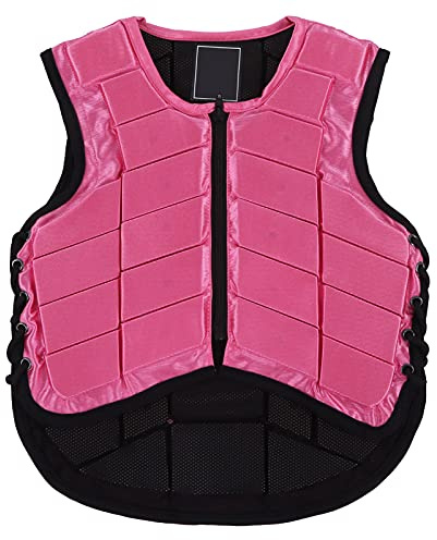 QWUUYEC Reitschutzweste, Schaumgepolsterte Schutzweste Reiten, Pink, Verstellbar, Leicht - Atmungsaktiv, Stödmpfend, Ideal Für Mädchen 158 M (cm)