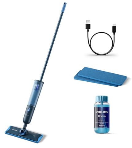 Philips OneUp 3000 Series elektrischer Wischmopp - 2X sauberere Böden², 2X schnelleres Wischen, kabellos mit 360° Drehgelenk, waschbare Wiederverwendbare Pads, langanhaltender Akku (XV3101/01)
