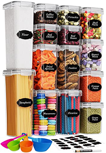 Chef's Path Vorratsdosen mit Deckel - 14er Set großer Kunststoffbehälter - BPA-freie Müslibehälter- luftdichte Lebensmittelbehälter & Küchenorganizer zur Aufbewahrung von Müsli, Mehl, Zucker, Nudeln