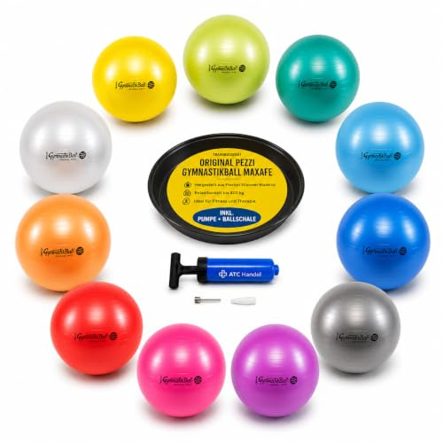 Original Pezzi Gymnastikball Maxafe Ø 65 in Allen Farben - bis 400 kg belastbar - Fitness, Reha, Therapie, Gymnastik, Aerobic und als Sitzball fürs Büro
