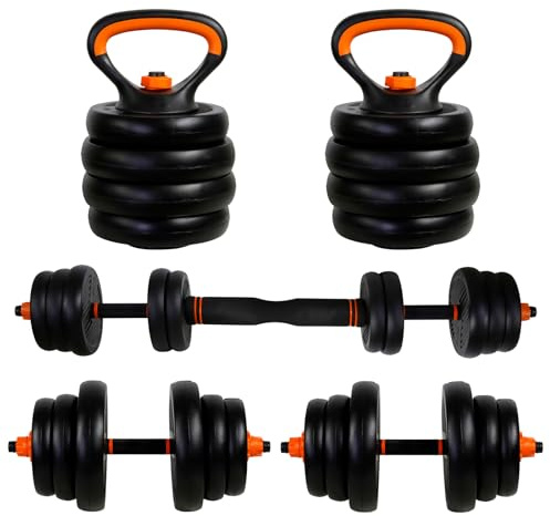 CCLIFE Hanteln Set 2er Kurzhanteln Langhanteln verstellbar 20kg Hantelset professionell Dumbbell mit Verbindungsstahlrohr Gewichten