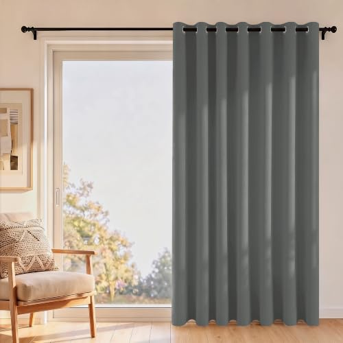 Hiasan Raumteiler Vorhang Blickdicht Thermovorhang, H213 x B203cm | Dunkel Grau, Gardine Schallschutz mit Ösen, für Schlafzimmer Büro, Privatsphäre Verdunkelungsvorhänge, 1 Stück