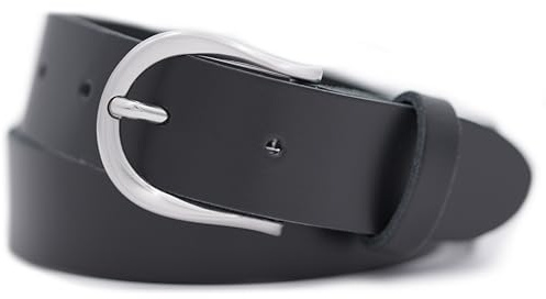 FRIEDRICH HOFFMANN Gürtel Damen schwarz MADE IN GERMANY, 100% echtes Leder, 3 cm breit (Schwarz, 95 cm Bundweite = 110 cm Gesamtlänge)