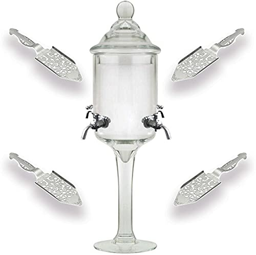 Amehla Absinthe Brunnen und Löffel Set – Glasperle Bubble Fountain Tropfer mit 4 Metallausgießern, Absinthe Dripper Dekanter und Zuckerlöffel Set