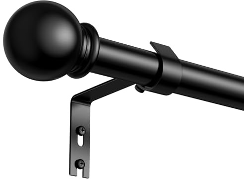PeSenp Gardinenstange Schwarz 81-238cm,16 mm Vorhangstange für Schlafzimmer, Wohnzimmer, Küche Schwarz Matt Curtain Rod