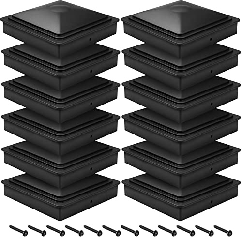 Bonna pfostenkappen 7x7CM, 24Stück Pfostenkappe, Plastik Abdeckkappen für Zaunpfosten mit Schrauben | Schwarz (24pcs)