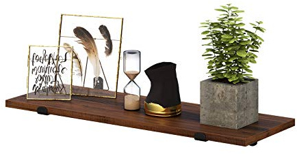 SONGMICS Wandregale, 2 Stück, schwimmend, dekorativ, Retro-Stil, maximale Belastung 15 kg/Einheit, 60 x 20 x 7 cm, MDF, Braun und Schwarz LWS04NB