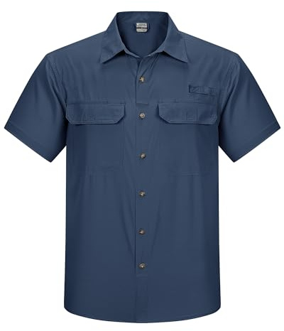 Outdoor Ventures Herren Hemd Kurzarm UV Schutz Freizeithemd Wasserdicht | UPF50+ Sommerhemd, Bügelfrei Schnelltrocknendes Kurzarmhemd, Atmungsaktiv Outdoor Hemd für Safari Wandern Trekking