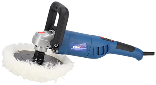 DEDRA Auto-Poliermaschine, elektrisch Leistung 1200 W, Polierteller 180 mm, 0-3000 U/min, Gewicht 2,8kg, langes Kabel 5m, mit digitaler Geschwindigkeitsanzeige
