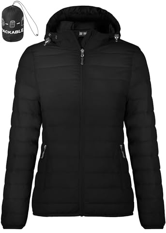 Zdoynto Steppjacke Damen Leichte Daunenjacke Packbare Puffer Jacke mit Kapuze Warme Winterjacke Lightweight Herbst Winter Übergang S-XXL