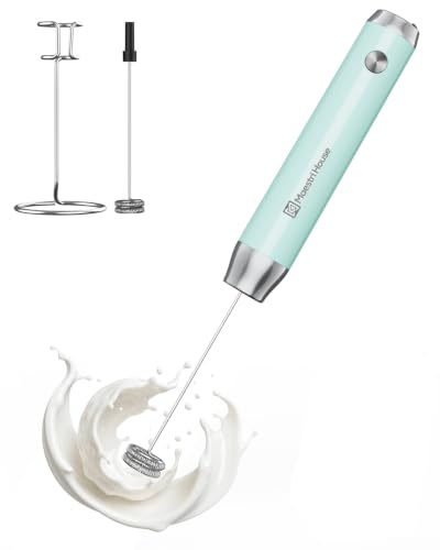 MaestriHouse Wiederaufladbarer Milchaufschäumer, IPX6 Wasserdicht | Tragbar, Elektrischer Kaffee-Aufschäumer, Abnehmbarer Edelstahl-Schneebesen, Getränkemixer, Ständer, 2 Schneebesen, LunaFro