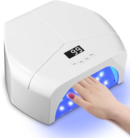 Jutyum 298W LED UV Lampe für Gelnägel - Nageltrockner Mit 4 Timern, LCD-Display, Sensor, Abnehmbarer Basis - Shellac Nagellampe, Weiß