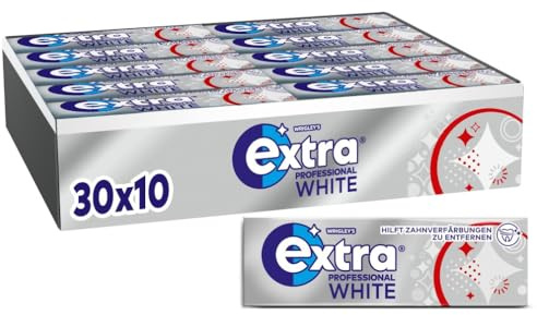 Extra Professional Kaugummi Zuckerfrei, White, 30 x 10 Dragees, Großpackung Chewing Gum, Xylitol Kaugummi ohne Zucker mit Minz Frische (300 Dragees)