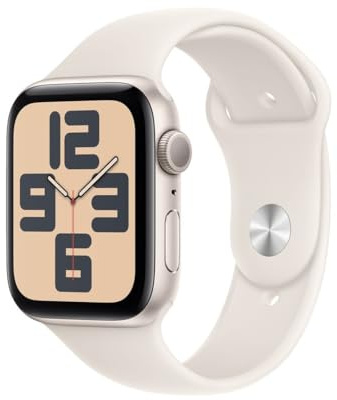 Apple Watch SE (2. Generation) GPS 44 mm Smartwatch mit Aluminiumgehäuse in Polarstern und Sportarmband in Polarstern (M/L). Fitness und Schlaftracker, Unfallerkennung, Herzfrequenzmesser