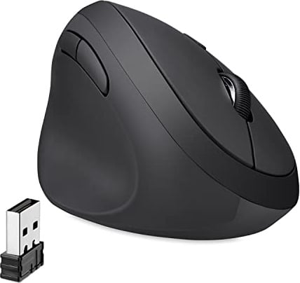 Perixx Perimice-719L Ergonomische Vertikale Funkmaus, Linkshänder, Tragbare Größe, 3 DPI-Stufen, Ideal für Laptop-Nutzer