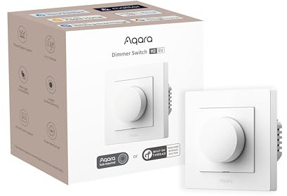 Aqara Dimmschalter H2 EU - Thread/Zigbee Protokoll, 2-in-1 Neutral, 1 Fach 1 Weg, 200 W, für Dimmbare LED/CFL/Glühlampen/Halogen/ELV-Lampen, Unterstützt Apple Home, Alexa, Google Home, Matter (Weiß)