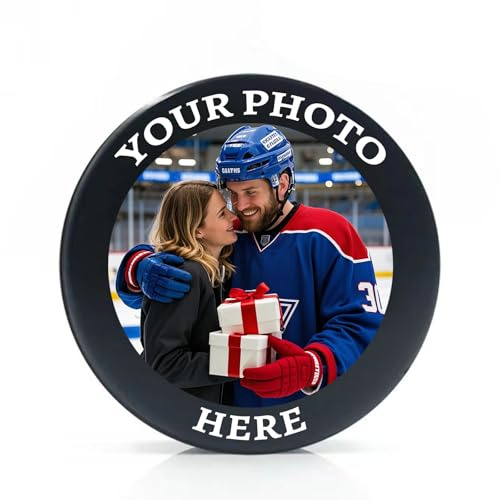 Zhyyanp Eishockey Pucks Personalisiertes Foto Logo Hockey Pucks,Benutzerdefinierte Standard Wettbewerb Pucks, Hockey Geschenke für Fans Herren Jungen Freund Ehemann Papa, Danke Trainer Geschenk