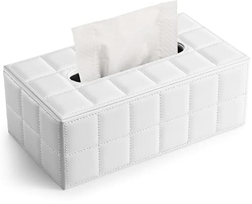 GORESE Kosmetiktücherbox Tücher Box aus Leder (Weiß)