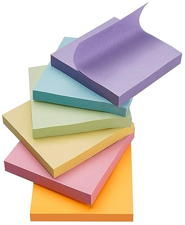 Agoer 600 Stück Haftnotizen 76x76mm, Notizzettel Bunt Selbstklebende Klebezettel,Wiederverwendbar Sticky Notes zum Markieren von Seiten für Büro, Studie, Hause (6 Farbe)