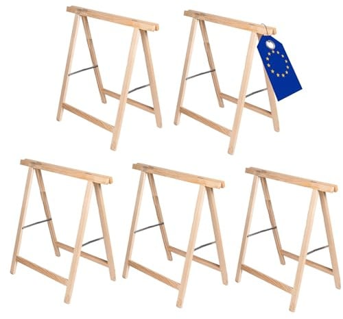 MODO24 Holzbock Klappbock Arbeitsbock Tapezierbock Sägebock Montagebock Unterstellbock SDKM, 5er-SET, 73x73x44 cm, Natur unbehandelt