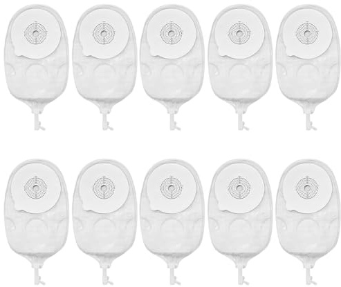 Ieron 10 Stück Einteilige Urostomiebeutel, auslaufsichere, entleerbare Stomabeutel für die Kolostomie-/Ileostomie-/Stomapflege, Anti-Rückfluss-Design
