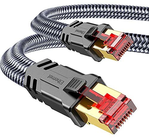 SNOWKIDS Cat 8 LAN Kabel 5meter - Netzwerkkabel 5m 40Gbps Hohe Geschwindigkeit, Ethernet Kabel - 2000MHz S/FTP RJ45 Gigabit Flach Nylon Patchkabel f¨¹r Router/Modem/TV/Switch, erhältlich in 0,25-31 m