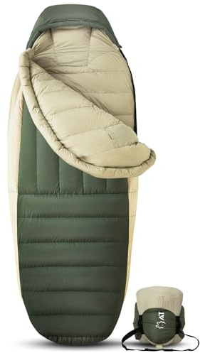 ATEPA Below Zero Daunenschlafsack für Erwachsene, ISO-Zertifiziert bis -1°C, 700FP RDS Daune, Extra breiter Schlafsack für kaltes Wetter, Camping & Backpacking mit Kompressionssack