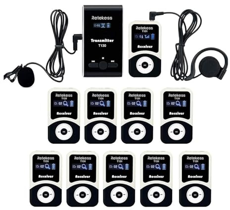 Retekess T130-T131 Kabelloses Tour Guide System, Tragbar Audio Tour Guide System, 99 Kanäle, PLL-Technologie, Tour Guide Mikrofon, 12H, Übersetzer Dolmetschausrüstung für Werksführungen, Reisen