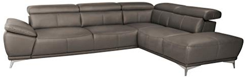 Mivano Ecksofa Felipe in Echtleder / Moderne Eckcouch mit verstellbaren Kopfstützen / 292 x 73 x 233 / Leder Fango (grau)