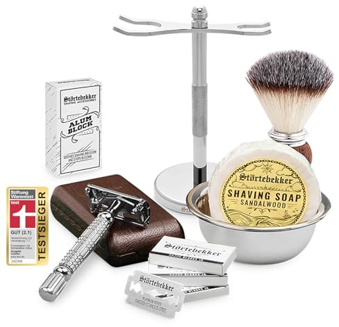 Störtebekker® Premium Gentleman Essential Set - Hochwertiges Rasierset für eine perfekte Rasur - mit Rasierhobel, Rasierpinsel, Rasierseife, Rasierschale, Rasierklingen, Rasierständer und Alaunstein