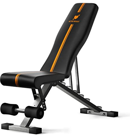 ACTIVEWEIGHT Klappbare, Verstellbare Hantelbank | 90 Grad, Schrägbank, Flachbank, Negativebank | Vormontiert | Kompatibles Langhantel Hantel | Gym Bänke | Kraftraining