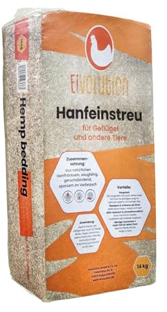 eivolution Hanfeinstreu 14 KG - Extreme Saugkraft & Geruchsbindung für Hühner, Pferde & Nager - Staubarm & Umweltfreundlich - Kompostierbar