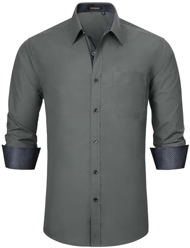 Enlision Hemd Herren Langarm Business Hemden Regular Fit Freizeithemd Männer Mordern Hochzeit mit Tasche
