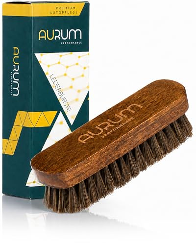 Aurum-Performance® Lederbürste Auto für vielfältige Lederoberflächen - Weiche Leder Bürste mit Naturborsten - Cabrio Verdeck Textilbürste, Polsterbürste