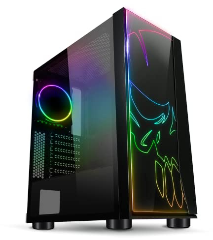 SPIRIT OF GAMER Ghost One Gamer PC- ATX/mATX Gehäuse RGB Ghost One – Vorderseite und Wand aus Hartglas – 60 Hintergrundbeleuchtungsmodi – 2 adressierbare 120 mm Lüfter enthalten
