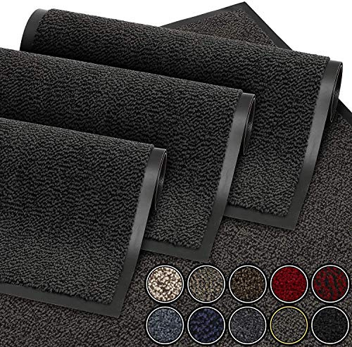 GadHome Fußmatte Schwarz Anthrazit 40x60 cm |Eingangstürmatte wasserdicht waschbar strapazierfähiger Schmutzfänger | Rutschfester Schmutzfängerfußmatte für Haustür, Flur, Eingang, Küche, Schlafzimmer