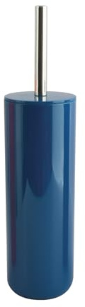 MSV Toilettenbürste Toilettenbürstenhalter Toilettenbürstenbehälter INAGUA – WC-Set aus Polystyrol Handbesen mit Stiel aus Edelstahl In Dunkelblau