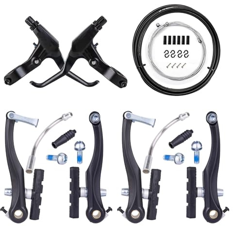 Mimoke 2 Paar V-Brake Bremssatz Bremsen für Fahrräder, V-Brake vorne und hinten Bremse mit 60 mm Bremsbelägen, Finger Bremshebel, Fahrrad Bremskabel, Aluminium