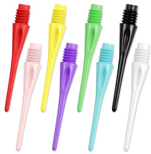 flintronic Dartspitzen Kunststoff, 200 Stück Ersatzspitzen für Softdart-Dartpfeile, 2BA-Gewinde Dartpfeil Spitzen, Stabile Dartspitzen Kunststoff, Nylon Spitzen für Dartpfeile Softdart (8 Farben)