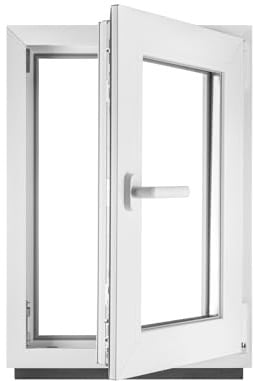 Fenster Kellerfenster Kunststofffenster Kunstoff weiß BxH 50 x 70 cm DIN Rechts - ALLE GRÖßEN - 2 fach Verglasung BxH 500 x 700 mm - Funktion Dreh-Kipp - BauPlaza