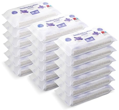 by Amazon Sensitive Babyfeuchttücher 1008 Tücher, unparfümiert, 18 Packungen à 56 Stück