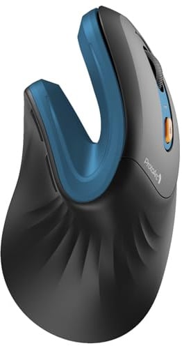 ProtoArc EM11 NL Kabellos Bluetooth5.0 Ergonomische Vertikale Maus | Aufladbar, mit 3 Gerät (2*Bluetooth+USB), für Kleine bis Mittelgroße Hände, für Computer, iPad, Mac, Windows - Schwarzblau