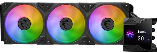 MSI MPG CORELIQUID D360 CPU-Flüssigkeitskühler - Pumpe mit 60-mm-Lüfter, 3 x 120-mm-ARGB-Lüfter, verdunstungssichere Schläuche, Mystic Light Software-Unterstützung - AMD- & Intel-Sockel-kompatibel