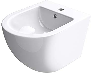 Mai & Mai Hänge-Bidet 1-Hahnloch schmutzabweisende Oberfläche | Weiß, 48,5x36x36cm, aus Keramik, D179