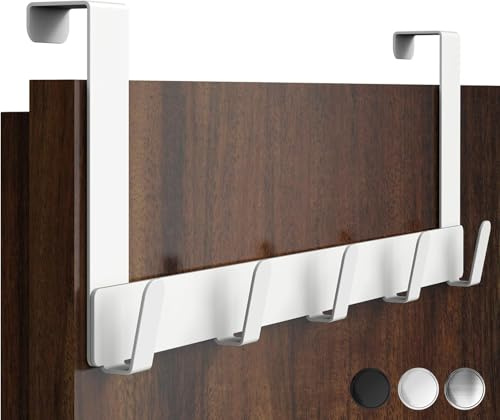 Menz Türgarderobe zum Einhängen aus Edelstahl, Cremeweiß- Premium Türhaken zum Einhängen als Kleiderhaken Tür oder Handtuchhalter Tür, extrem belastbar, platzsparende Türhakenleiste