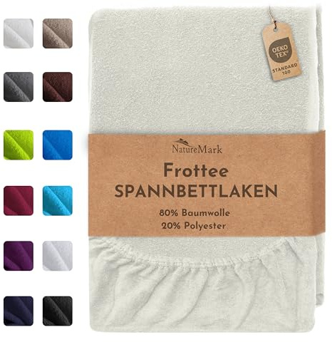 NatureMark Frottee Spannbettlaken – Weich und atmungsaktiv, hautfreundlich, praktisch & pflegeleicht, langlebig und strapazierfähig, 80% Baumwolle & 20% Polyester, 180x200-200x200 cm, Natur/Crème