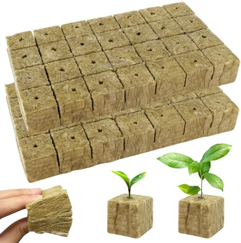 BSTDAYEVER Steinwolle Anzucht Steinwolle Würfel 56stk Rockwool Cube 4x4x4cm Steinwolle Pflanzen Umweltfreundlich und Gute Luftdurchlässigkeit für Bodenlose Anzucht Setzlinge Stecklinge Klonpflanzen