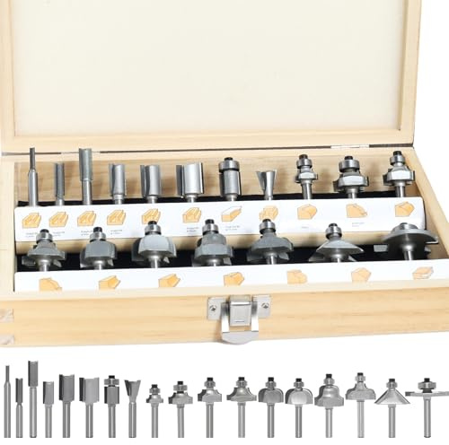 AKYLIN 18-tlg. Schaftfräser-Set 6 mm mit Aufbewahrungsbox, für Hobel- und Holzbearbeitungsarbeiten